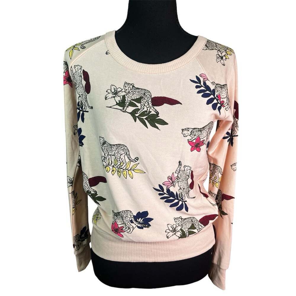 NWT Chaser Pretty Wildcats Cozy Knit Pullover Sweater Sz XS Cheetah Tropical